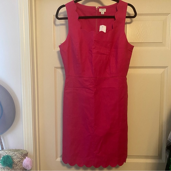 NWT J Crew scalloped basketweave pink dress - Picture 3 of 8